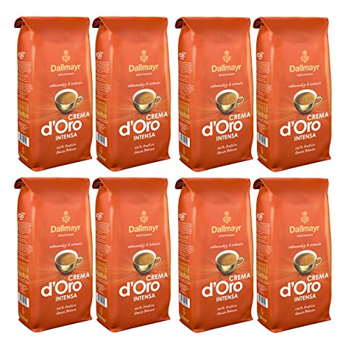 Dallmayr Crema d'Oro Intensa Kaffee, Bohnenkaffee, Röstkaffee, ganze Bohnen, Kaffeebohnen, 8 x 1000 g von Dallmayr