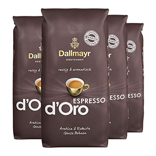 Dallmayr Espresso d'Oro ganze Bohnen 4x 1000g (4000g) - rassig aromatischer Kaffee von Dallmayr