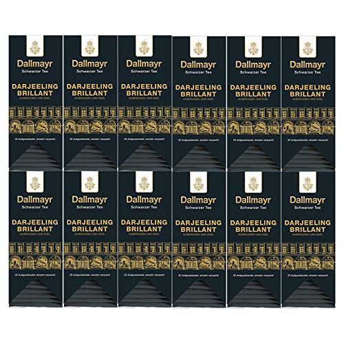 Dallmayr Tee Aufgussbeutel - Darjeeling Brilliant, 25 Beutel, 12er Pack (12 x 50 g) von Dallmayr