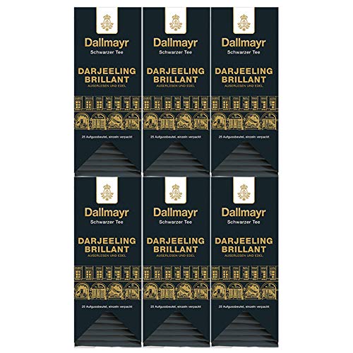 Dallmayr Tee Aufgussbeutel - Darjeeling Brilliant, 25 Beutel, 6er Pack (6 x 50 g) von Dallmayr