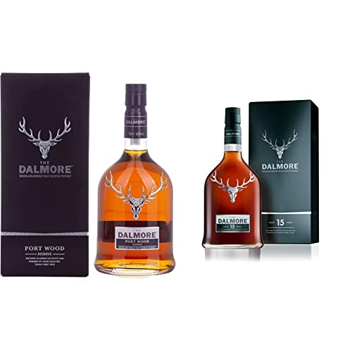 The Dalmore 15 Jahre Single Malt Scotch Whisky mit Geschenkverpackung, 700ml & The Dalmore Port Wood Reserve Whisky mit Geschenkverpackung (1 x 0,7l) von Dalmore