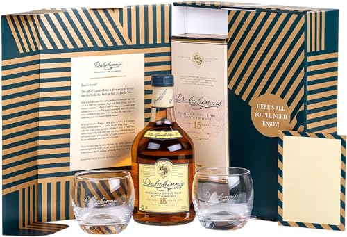 Dalwhinnie 15 Jahre | Highland Single Malt Scotch Whisky | aromatischer Besteller im hochwertigen Geschenkset mit Gläsern & Grußkarte | 43% vol | 700ml Einzelflasche | von Dalwhinnie