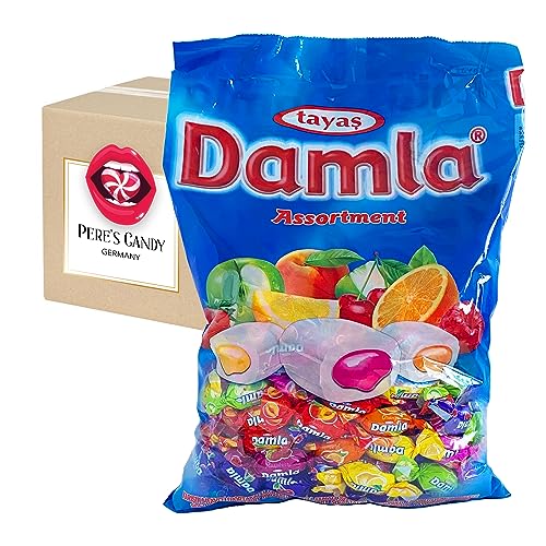 Damla 1kg Kaubonbons Frucht Mix gefüllt | Fruchtgummi mit Füllung | fruchtigen Geschmacksrichtungen von Damla