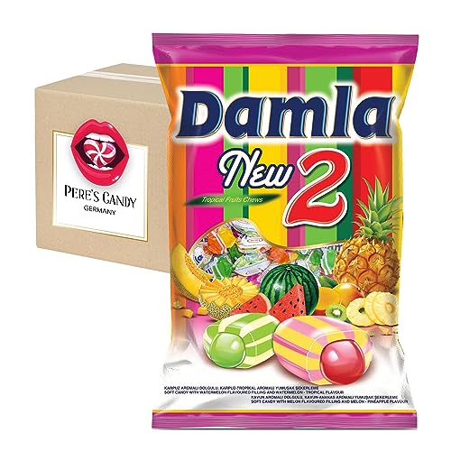 DAMLA New2 1kg Kaubonbons | Fruchtkaramellen mit füllung | mit fruchtigen Geschmacksrichtungen von Damla