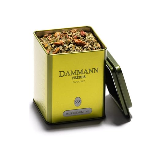 Dammann Frères® | Grüner Mate und Clementine | Kräutertee Mate, Apfel, Orange, Clementine - 100 Gr | Frucht- und Mate-Aufguss aus losen Blättern von Damman Frères
