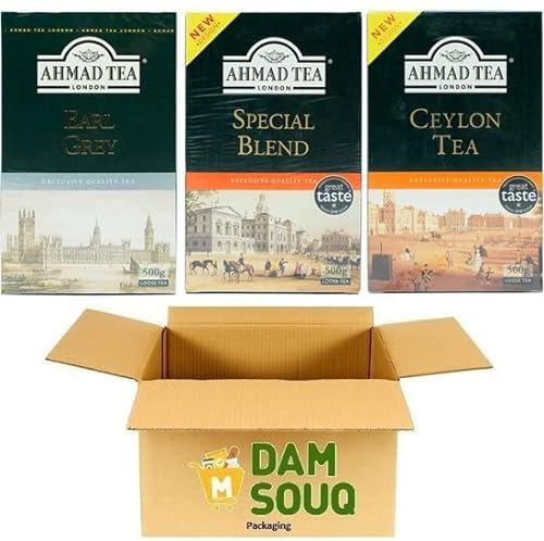 Damsouq® Lose Tee Mix Packung Ahmad Tea 3 Teesorten (ceylon, Earl grey, special blend) (3x 500 Gramm) von Damsouq