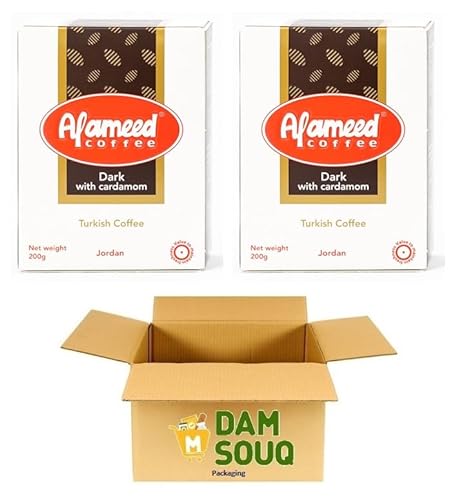 Damsouq® Mehrpackung Alameed Arabischer Kaffee (gemahlen) Dunkel mit Kardamom (2x 200GR) von Damsouq