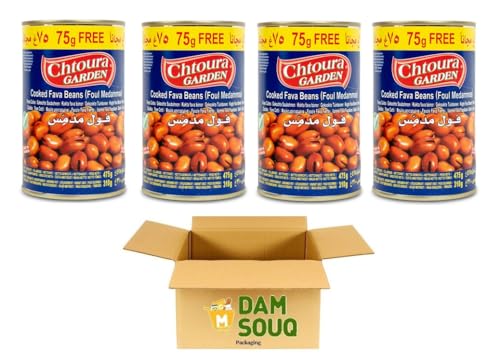 Damsouq® Multipackung Chtoura Garten gekochte Bohnen (Foul Medammas) (4x 475ML) von Damsouq