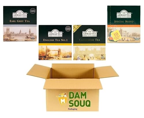 Damsouq® Teebeutel Mixpackung Ahmad Tea 4 sorten tee (English, Earl grey, special blend,kardemom) (4x 200 Gramm) von Damsouq