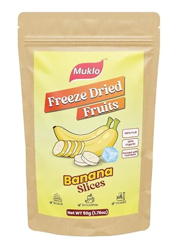 Muklo - Freeze Dried Fruits (Gefriergetrocknete Fruchtchips) - Banana (Banane scheiben) - 50 Gramm - Gesunder Snack – Ohne Additive - 100% Frucht - Vegan von Damsouq