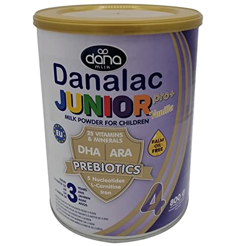 DANALAC Junior Pro Plus Milchpulver mit Vanillegeschmack für Kinder ab 3 Jahren Enthält 25 Vitamine und Mineralstoffe ohne Palmöl - 800g von Danalac