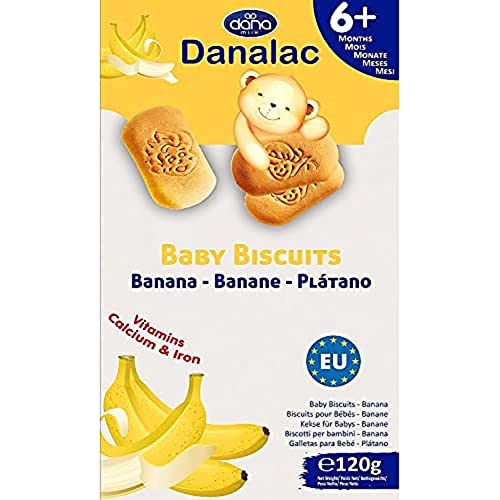 Danalac Babykekse Banane, 120 g Snacks und Nahrung für Kleinkinder ab 6 Monaten mit Kalzium, Eisen und Vitaminen von Danalac