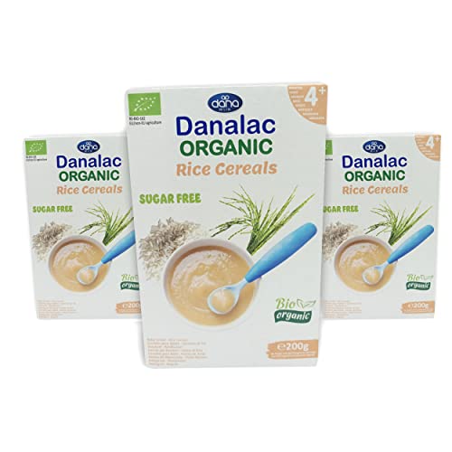 Danalac Bio Babybrei zuckerfrei 200g (Reisflocken) (Packung mit 3) von Danalac