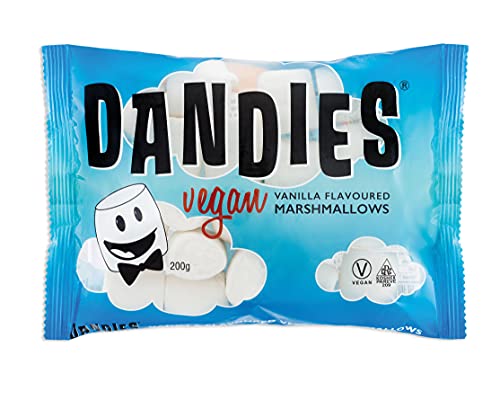 Dandies Vegane Marshmallows mit Vanillegeschmack, 200 g, vegetarisch freundlich, glutenfrei, gentechnikfrei, ohne künstliche Aromen oder Farbstoffe, koscher, allergenfrei, auf pflanzlicher Basis von Dandies