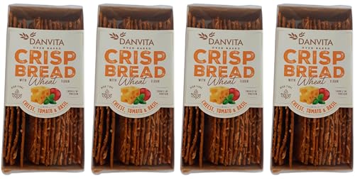 Danvita Crisp Bread Cheese, Tomato & Basil 4 x 130g Knusperbrotstangen mit Käse, Tomaten und Basilikum von Danvita