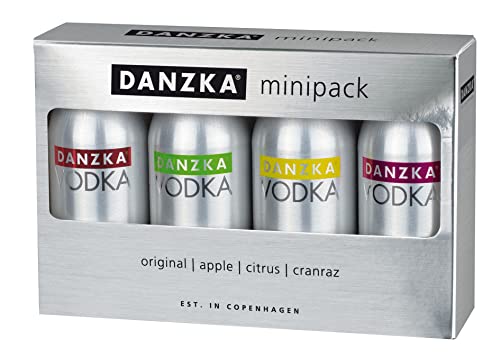 Danzka | Minipack | Premium - Wodka | 4 x 50ml | Aluminiumflaschen | Skandinavisches Design | Copenhagen von Danzka