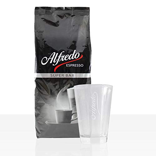 Darboven Alfredo Espresso Super Bar Bohne 1kg + Latte Macchiato Glas von Darboven