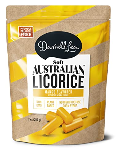 Darrell Lea Mango Soft Australian Made Lakrice 200 ml Beutel – NON-GMO, Palmöl-frei, kein HFCS, vegan & koscher | Hergestellt in kleinen Chargen mit ethisch unbedenklichen, hochwertigen Inhaltsstoffen von Darrell Lea