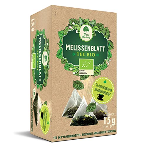 Bio-Zitronenmelissenblättertee in biologisch abbaubaren Pyramiden / Natürliche Aufgüsse zur Entspannung Gesundheit und Harmonie mit der Natur / Melissentee / Bio-Zitronenmelisse / Kräutertee / (15x1g) von Dary Natury