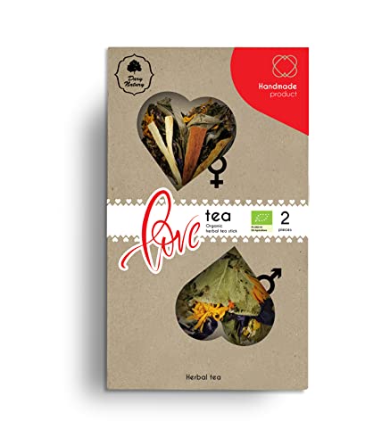 Liebestee Bio handgemachter Kräutertee Geschenkset 2 Stäbchen für Sie und Ihn 2x 3,5g Love tea Organic herbal von Dary Natury