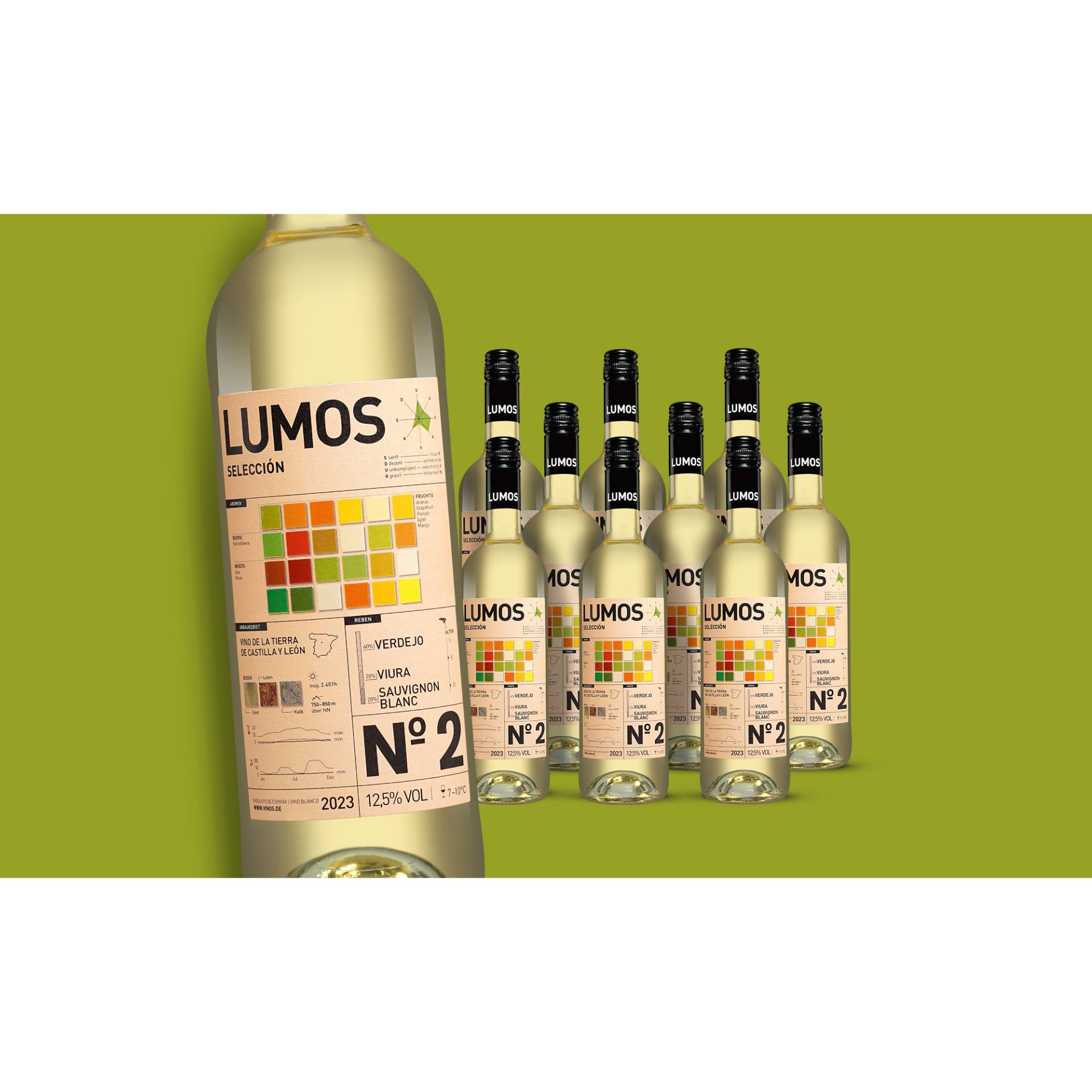 LUMOS No.2 Blanco 2023  7.5L 12.5% Vol. Weinpaket aus Spanien von Das Lumos-Projekt