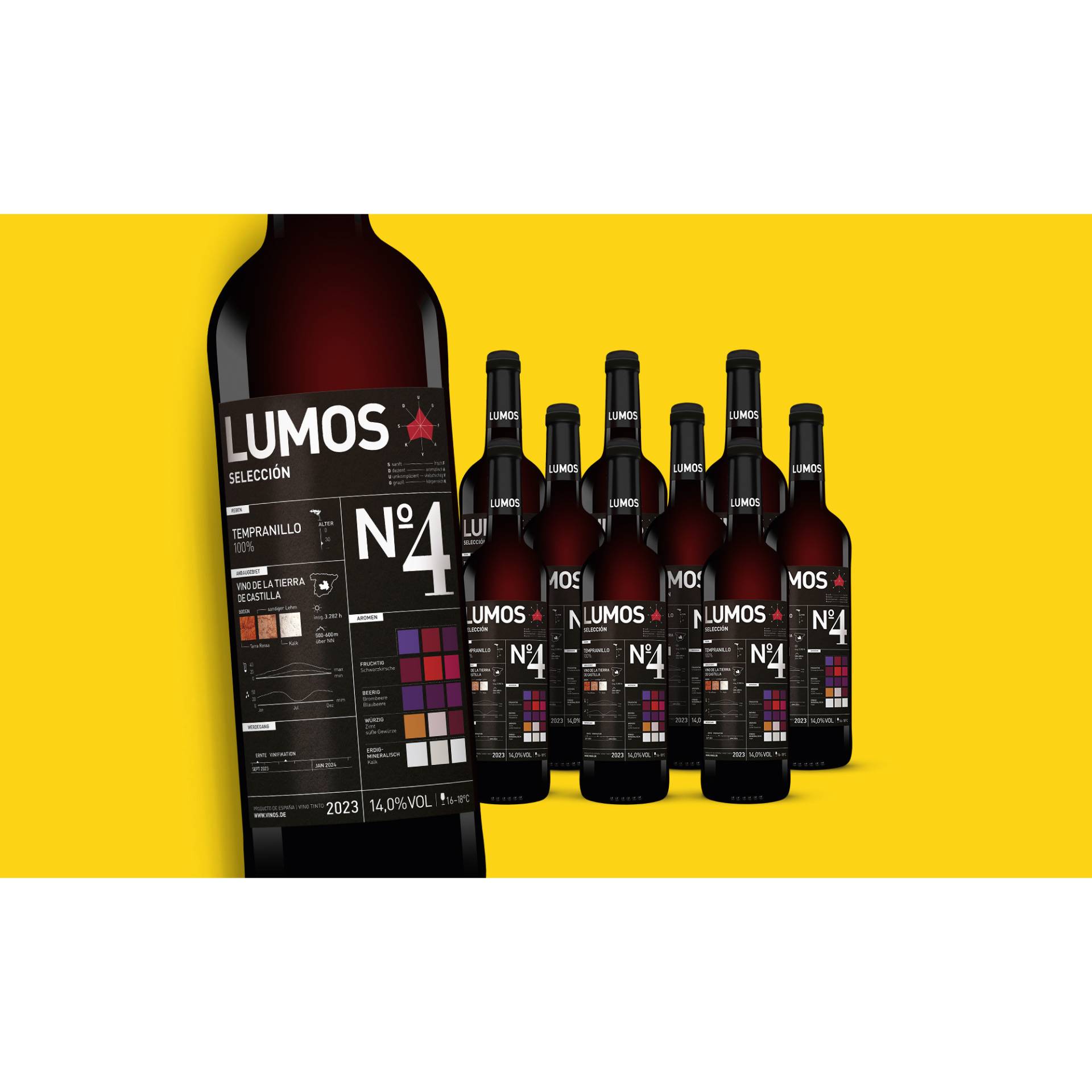 LUMOS No.4 Tempranillo 2023  7.5L 14% Vol. Weinpaket aus Spanien von Das Lumos-Projekt