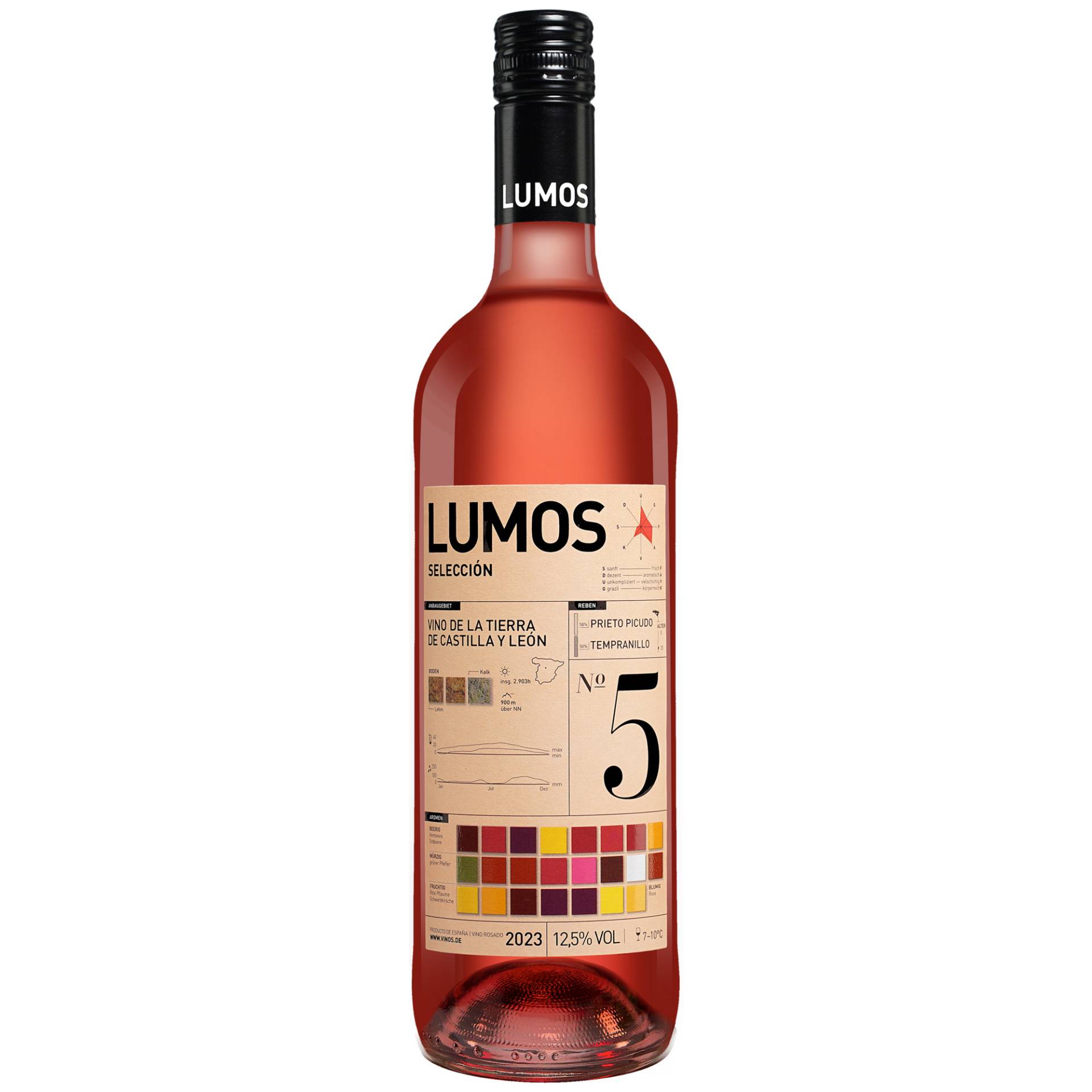 LUMOS No.5 Rosado 2023  0.75L 12.5% Vol. Roséwein Trocken aus Spanien von Das Lumos-Projekt