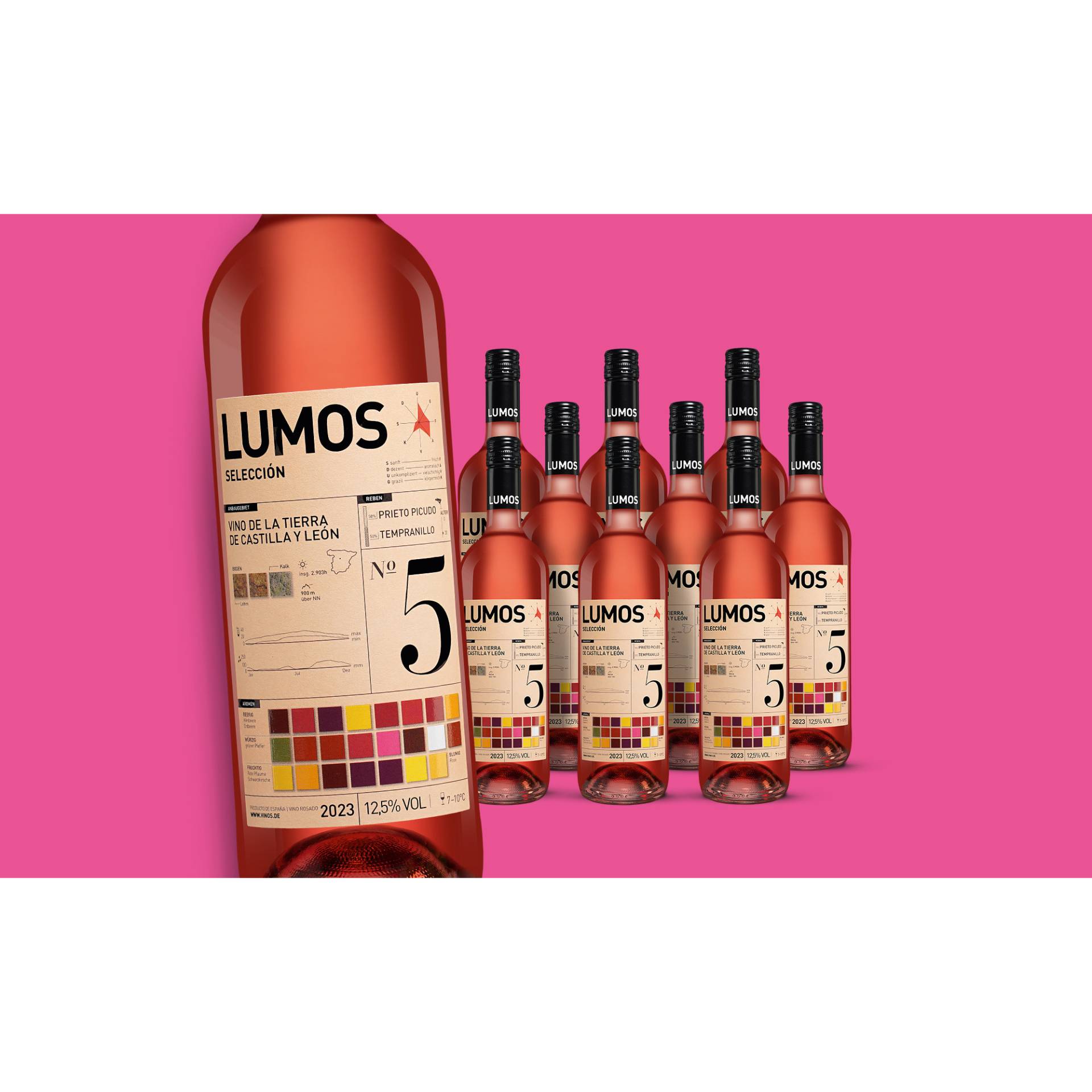 LUMOS No.5 Rosado 2023  7.5L 12.5% Vol. Weinpaket aus Spanien von Das Lumos-Projekt
