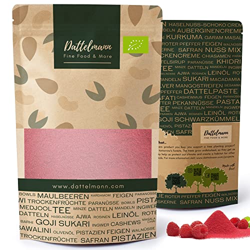 Bio Himbeerpulver gefriergetrocknet | Premium Qualität | Himbeerpulver getrocknet | Aus 100% kontrolliertem Anbau | Vegan | 100% Frucht Bio Himbeerpulver gefriergetrocknet | Premium Qualität | Himbeerpulver getrocknet | Aus 100% kontrolliertem Anbau | Vegan | 100% Frucht von Dattelmann Fine Food & More