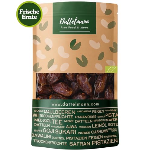 Bio-Medjool Datteln 200g – groß & weich mit Stein – naturbelassen & ohne Zuckerzusatz – karamellig süß & ballaststoffreich – Premiumqualität frisch verpackt – Palmyra Delights Bio-Medjool Datteln 200g – groß & weich mit Stein – naturbelassen & ohne Zuckerzusatz – karamellig süß & ballaststoffreich – Premiumqualität frisch verpackt – Palmyra Delights von Dattelmann Fine Food & More