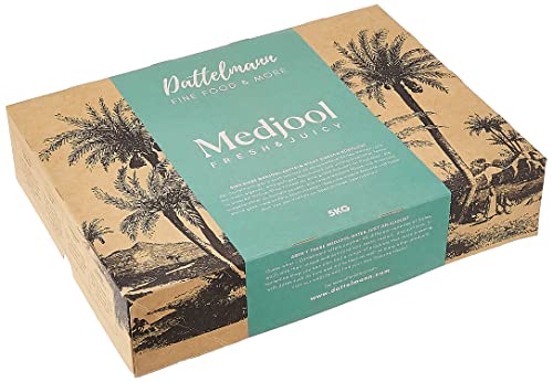 Bio-Medjool Datteln 5kg – groß & weich mit Stein – naturbelassen & ohne Zuckerzusatz – karamellig süß & ballaststoffreich – Premiumqualität frisch verpackt – Palmyra Delights Bio-Medjool Datteln 5kg – groß & weich mit Stein – naturbelassen & ohne Zuckerzusatz – karamellig süß & ballaststoffreich – Premiumqualität frisch verpackt – Palmyra Delights von Dattelmann Fine Food & More