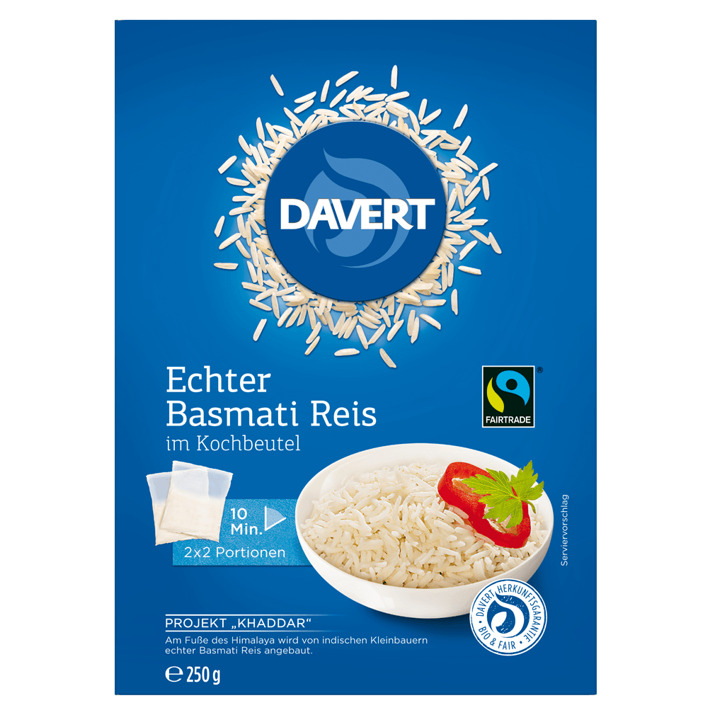 Bio Basmati Reis Kochbeutel von Davert