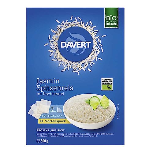 DAVERT Bio Jasmin Spitzenreis, im Kochbeutel, 500g (12er Pack) von Davert