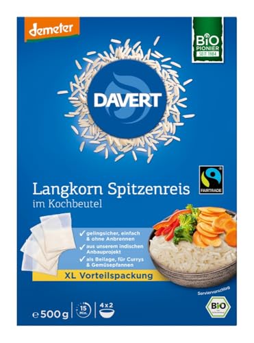 DAVERT Langkorn Spitzenreis, im Kochbeutel, 500g (6er Pack) von Davert