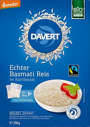 Davert Bio demeter Echter Basmati Reis im Kochbeutel Fairtrade (2 x 250 gr) von Davert