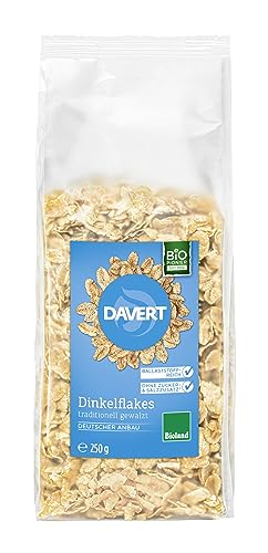 Davert Dinkelflakes Bioland 250g – Ohne Zucker- und Salzzusatz, mild aromatisch und herrlich knusprig – 100% Davert Bio-Qualität (1 x 250g) von Davert