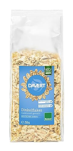 Davert Dinkelflakes Bioland 250g – Ohne Zucker- und Salzzusatz, mild aromatisch und herrlich knusprig – 100% Davert Bio-Qualität (1 x 250g) von Davert