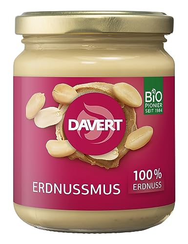Davert Erdnussmus 250g – Feinstes cremiges Mus aus fettfrei gerösteten Bio-Erdnüssen – 100% Davert Bio-Qualität (1 x 250g) von Davert