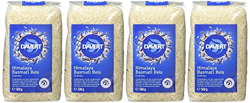 Davert Himalaya Basmati Reis weiß, 4er Pack (4 x 500 g) - Bio von Davert