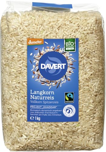 Davert Bio demeter Langkorn Naturreis Fairtrade 1kg (6 x 1 kg) von Davert