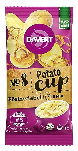 Davert Potato-Cup Röstzwiebel 54g Knusprige Röstzwiebeln in cremigem Kartoffelpüree 100% Davert Bio-Qualität (1 x 54g) von Davert