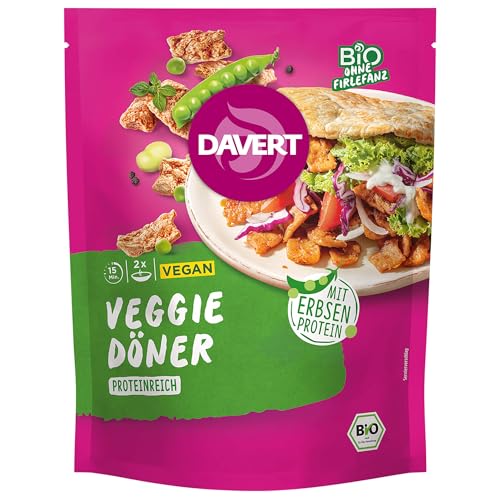 Davert Veggie Döner auf Erbsenproteinbasis 68g - Pikant gewürzte Döner-Chunks aus Erbsen- und Ackerbohneprotein, 100% vegan und proteinreich (1x68g) von Davert
