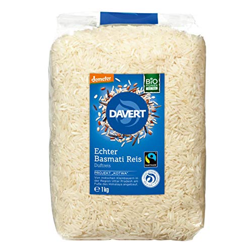 Davert - demeter Echter Basmati Reis weiß Fairtrade - 1 kg - 8er Pack von Davert