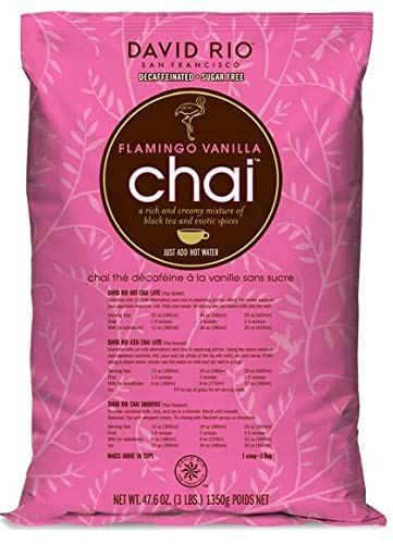 David Rio Chai Flamingo Vanilla aus San Francisco, entkoffeiniert und zuckerfrei (enthält jedoch Maltodextrin), Nachfüllbeutel (1 x 1350 g) von David Rio