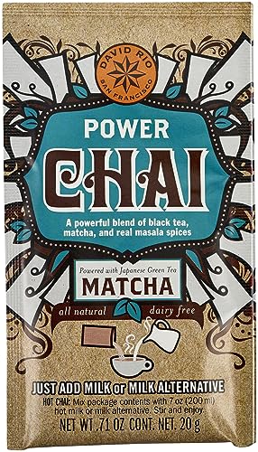 David Rio Power Chai Matcha aus San Francisco, Display mit 12 Tassenportionen 240g (12 x 20g) von David Rio