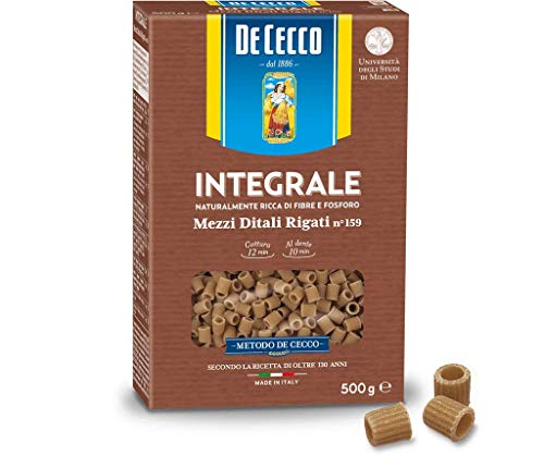 10x De Cecco Mezzi Ditali Rigati Integrali n 159 Vollkorn italienisch Pasta 500g von De Cecco