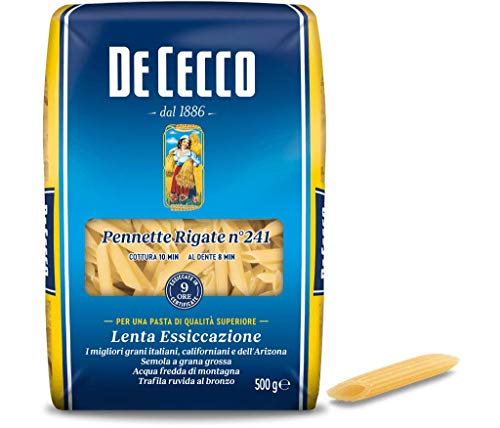 10x De Cecco Pasta 100% Italienisch Pennette Rigate n° 241 kurze Pasta 500g von De Cecco