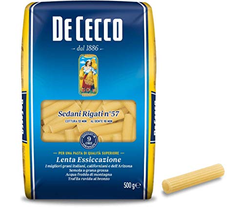 10x De Cecco Pasta 100% Italienisch Sedani Rigati n° 57 kurze Pasta 500g von De Cecco