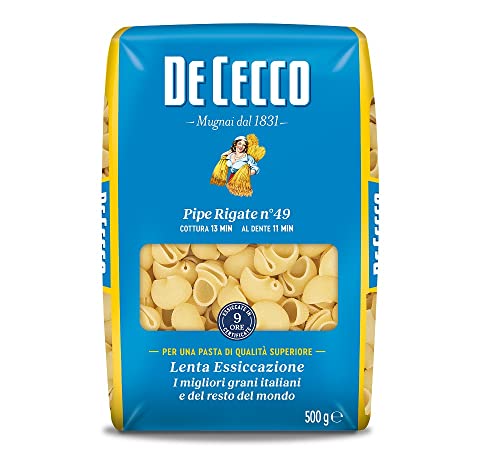 10x De Cecco Pipe Rigate n°49 Hartweizengrieß Pasta Italienische Nudeln 500g Packung von De Cecco