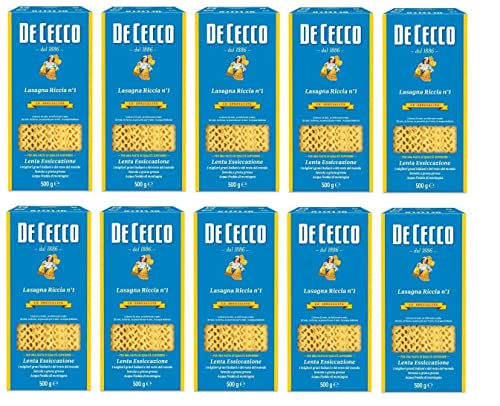 10x Pasta De Cecco 100% Italienisch Lasagna larga Doppia riccia n 1 Nudeln 500g von De Cecco